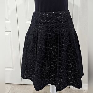 ANN TAYLOR Eyelet Skirt Black Size 4 P